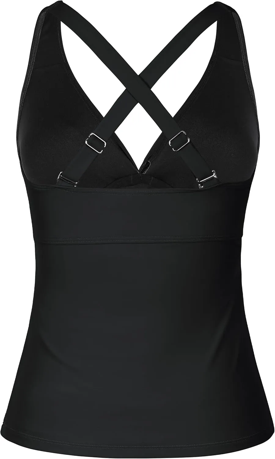 Mycoco Women's Underwire Tankini Top Twist V Neck Push Up Swim Top Ruched Bathing Suit Tops Only