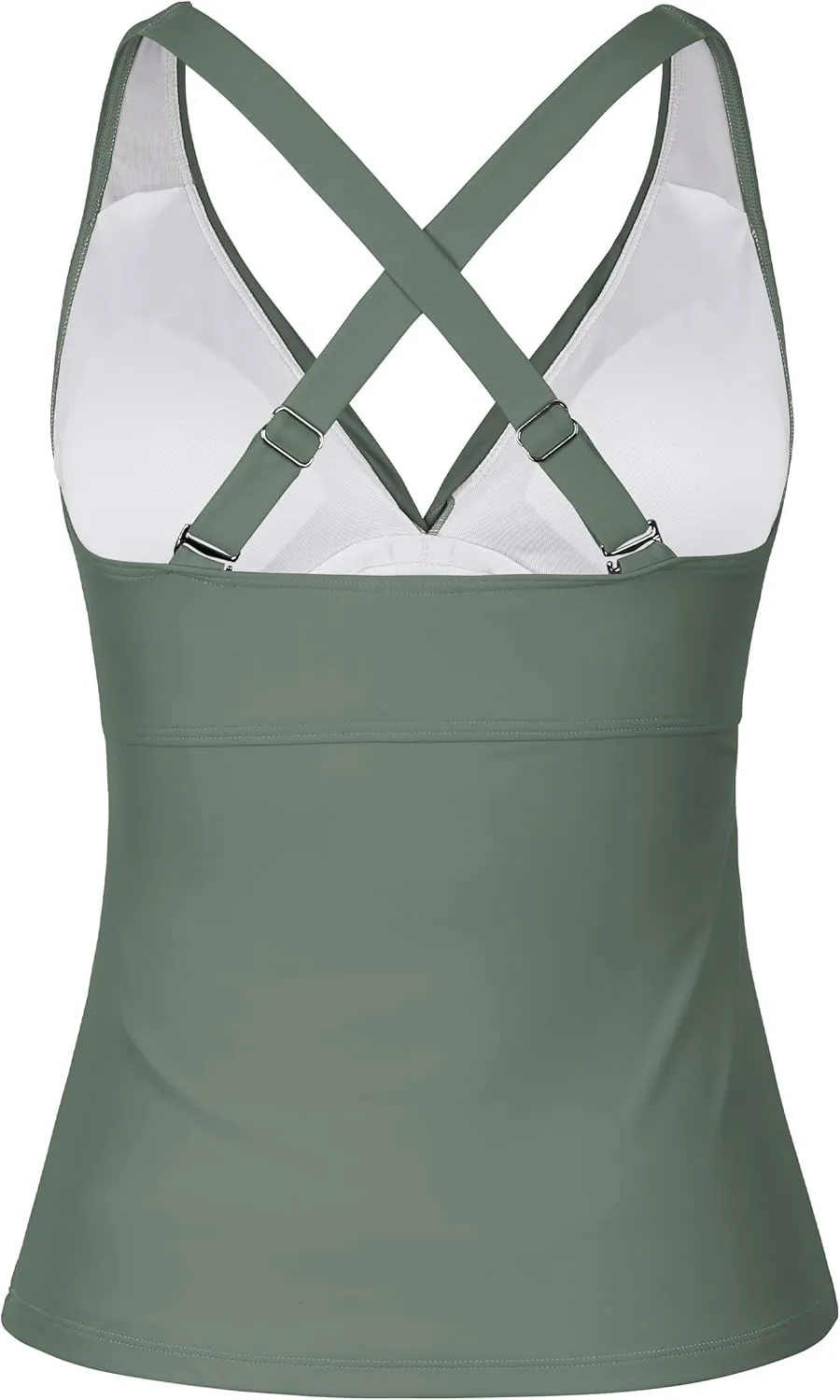 Mycoco Women's Underwire Tankini Top Twist V Neck Push Up Swim Top Ruched Bathing Suit Tops Only