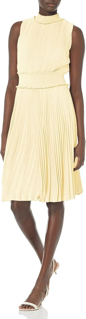 Nanette Nanette Lepore Women's Smocked High Neck Pleated Dress