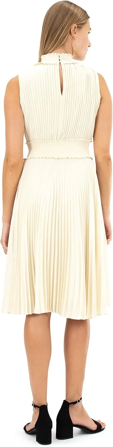 Nanette Nanette Lepore Women's Smocked High Neck Pleated Dress