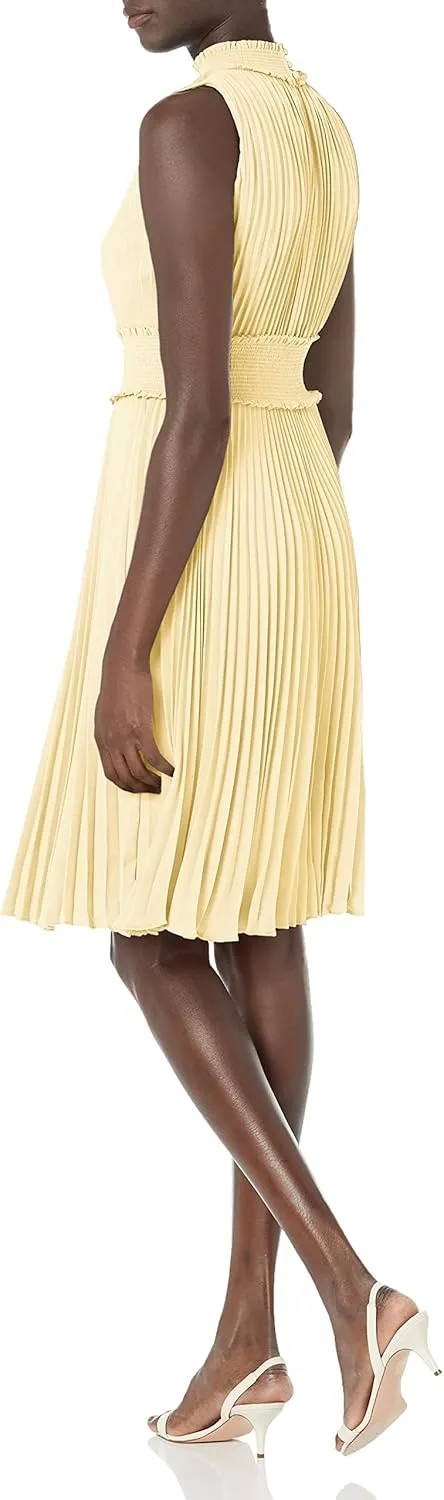Nanette Nanette Lepore Women's Smocked High Neck Pleated Dress