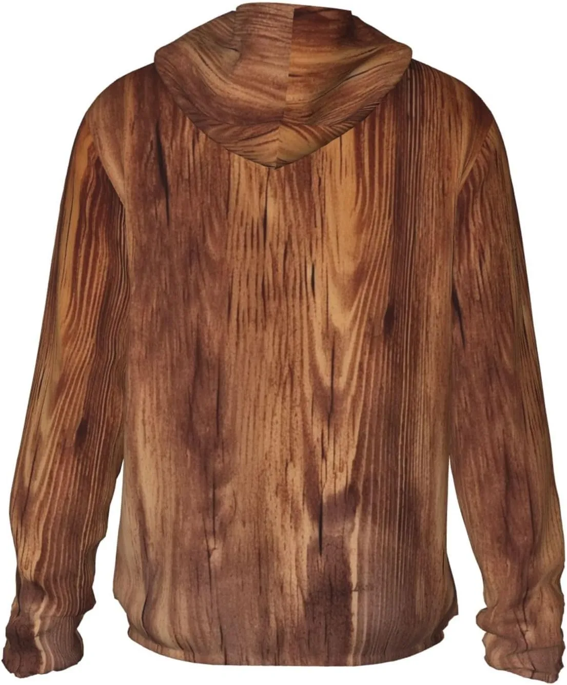 OUSIKA Sun Protection Hoodie Lightweight Shirt Long Sleeve Brown Wood Grain Sun Shirt Quick Dry Rash Guard for Outdoor