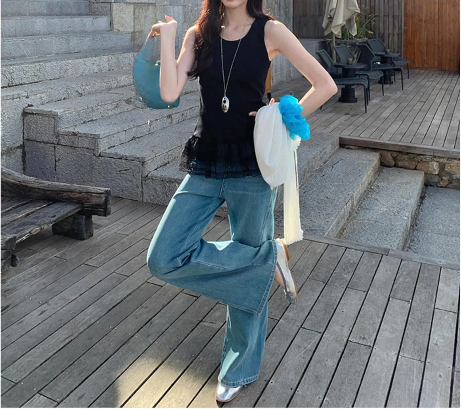 Peplum Top Ruffle Tank Top Lace Patchowrk Ballet Cutecore Clothes Women Camisole Tops Casual Streetwear Summer Outfit