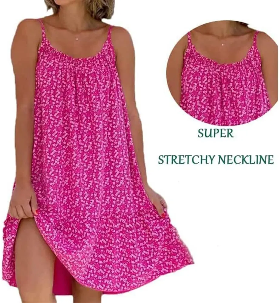Pink Sundress, CamiBloom - Floral Printed Camisole Dress for Women, Boho Pink Cami Bloom Dress