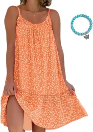 Pink Sundress, CamiBloom - Floral Printed Camisole Dress for Women, Boho Pink Cami Bloom Dress