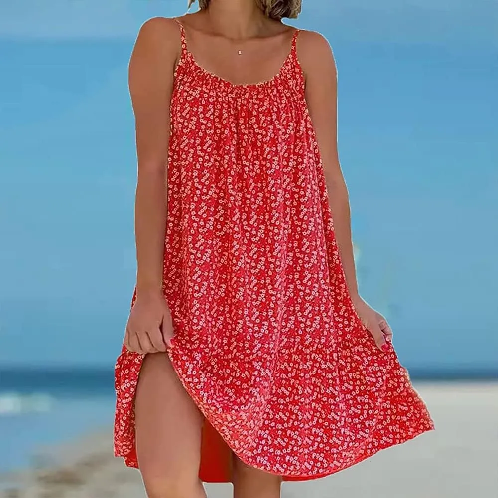 Pink Sundress, CamiBloom - Floral Printed Camisole Dress for Women, Boho Pink Cami Bloom Dress