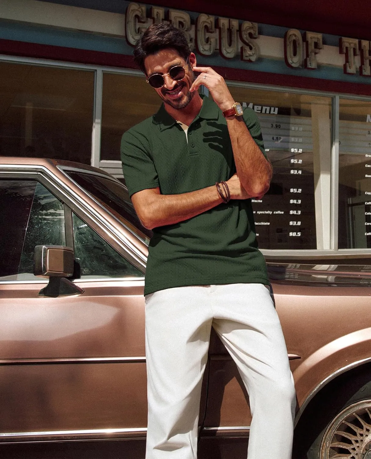 PJ PAUL JONES Mens Polo Shirts Short Sleeve Textured Polo T Shirt Summer Casual Knitted Golf Shirt