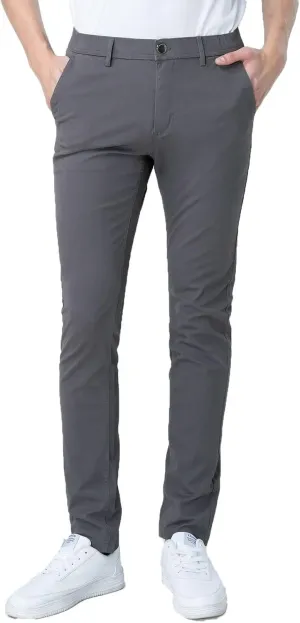 Plaid&Plain Mens Skinny Khaki Pants Skinny Fit Chinos