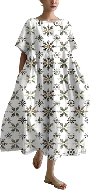 Plus Size Floral Maxi Dress for Women Summer Casual Short Sleeve Boho Dress Cotton Beach Sundresses with Pockets