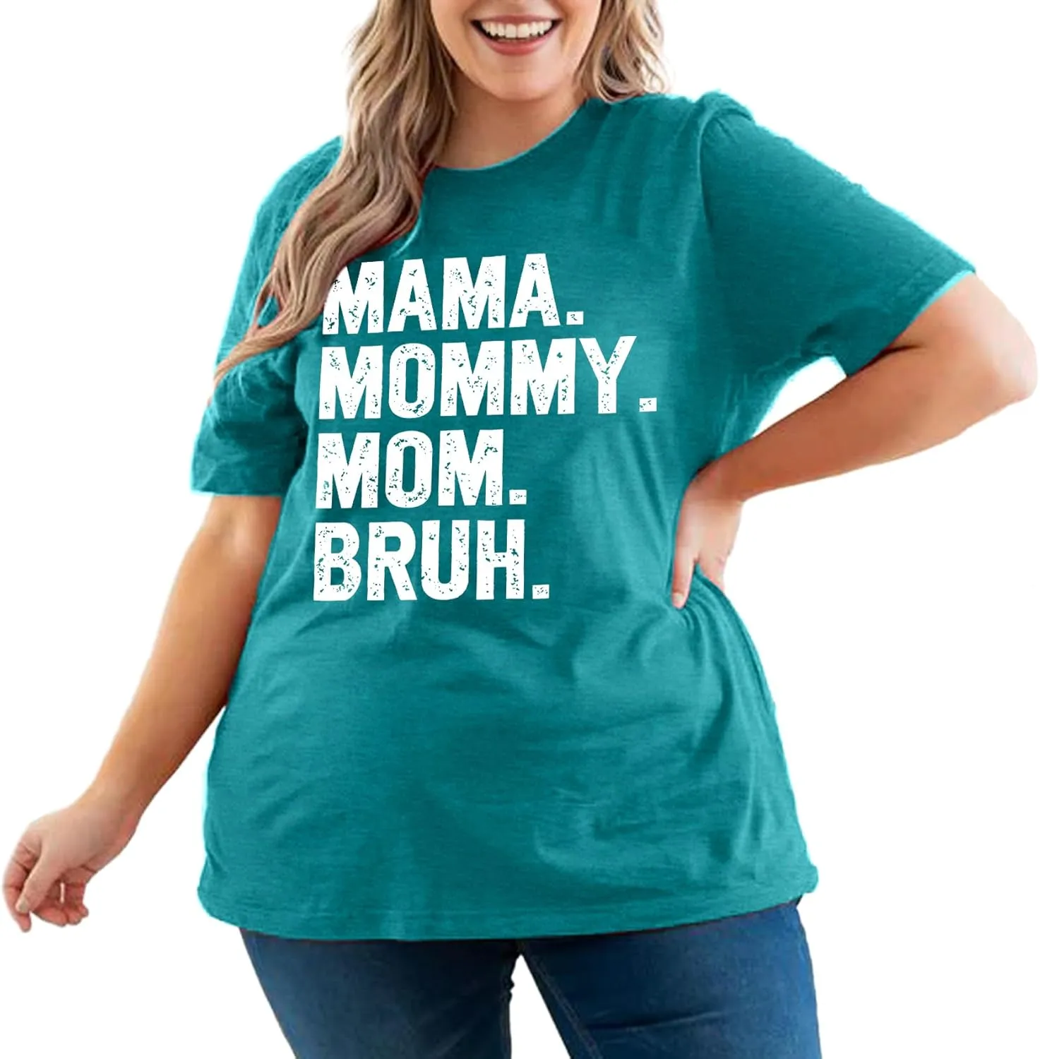 Plus Size Mama Shirt for Women Mama Mommy Mom Bruh Tshirt Funny Mom Tops Casual Short Sleeve T Shirt