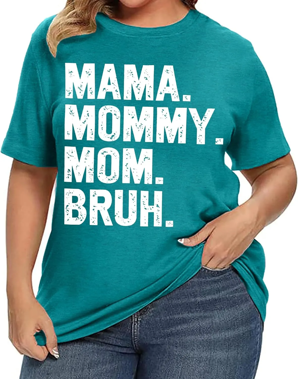 Plus Size Mama Shirt for Women Mama Mommy Mom Bruh Tshirt Funny Mom Tops Casual Short Sleeve T Shirt