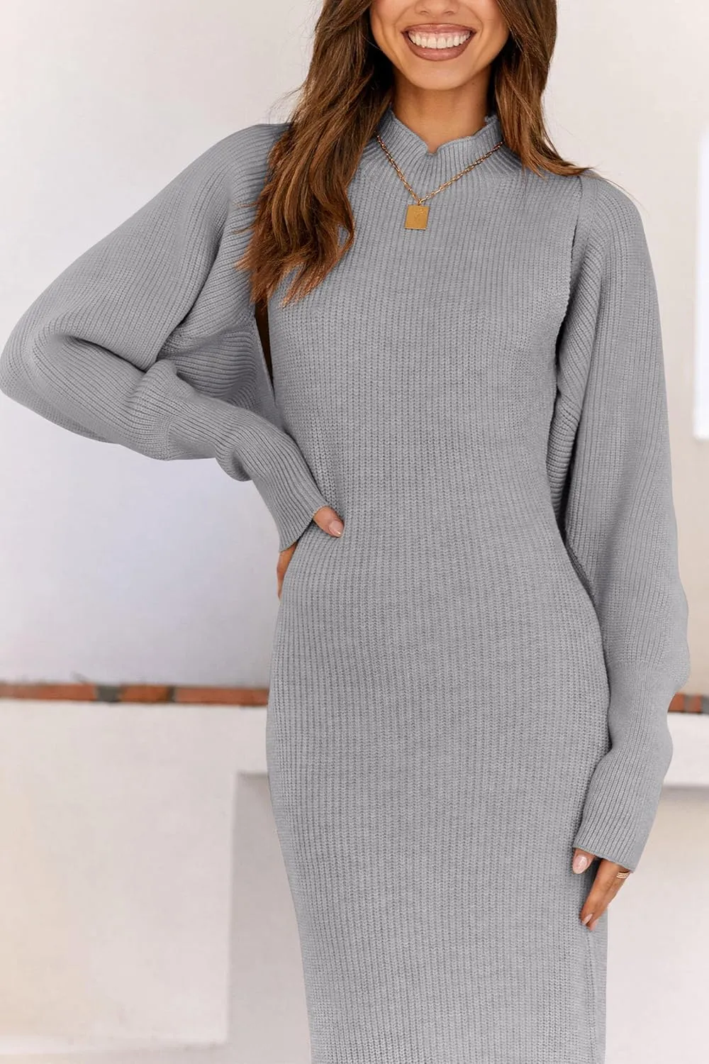 PRETTYGARDEN Womens Fall 2 Piece Outfits Bodycon Maxi Tank Pullover Sweater Dress and Long Sleeve Cropped Cardigan Knit Sets