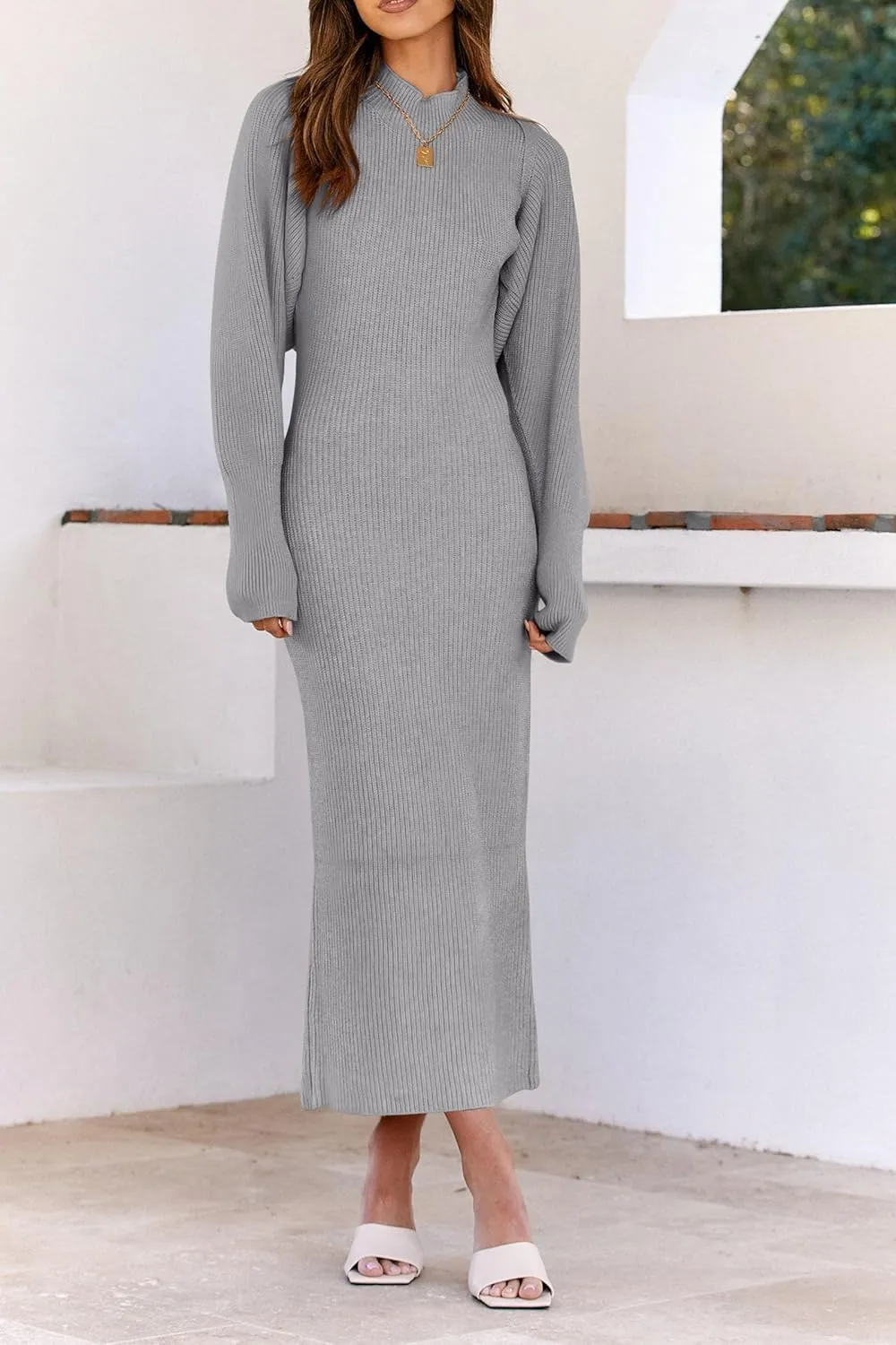 PRETTYGARDEN Womens Fall 2 Piece Outfits Bodycon Maxi Tank Pullover Sweater Dress and Long Sleeve Cropped Cardigan Knit Sets