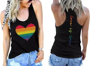 Pride Tank Top for Women Proud Ally Shirt LGBT Equality Rainbow Love Heart Graphic Tanks Pride Sleeveless Vest Tops