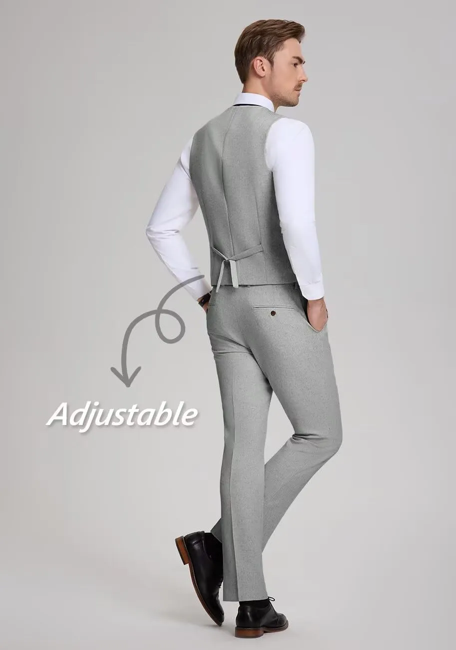 Retro Mens Linen Suit Slim Fit 3 Piece Summer Wedding Suit Casual Beach Linen Suits for Men Prom Jacket Vest Pant Set