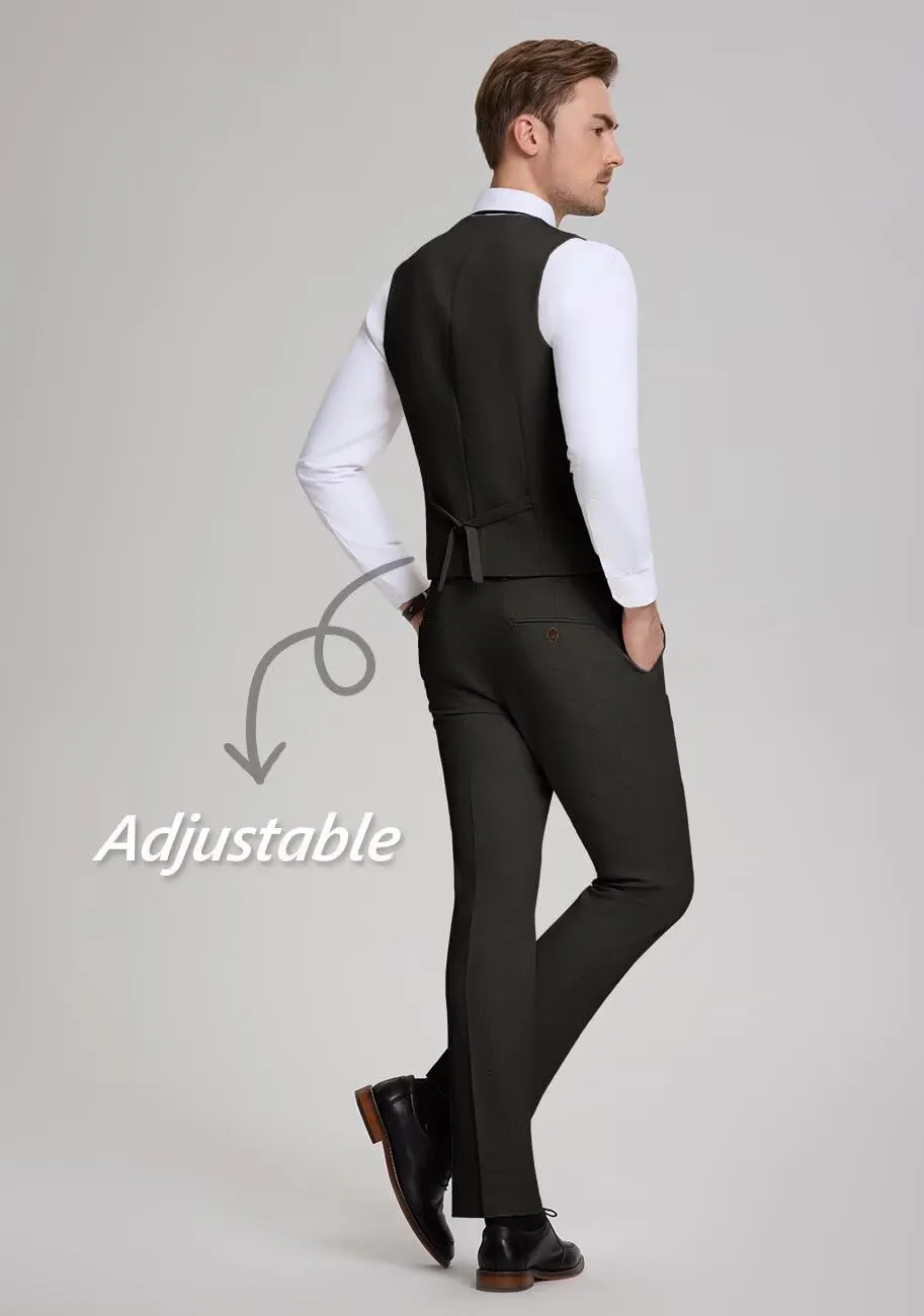 Retro Mens Linen Suit Slim Fit 3 Piece Summer Wedding Suit Casual Beach Linen Suits for Men Prom Jacket Vest Pant Set