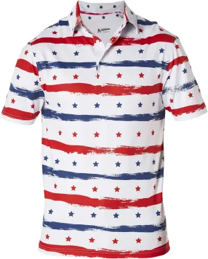 Royal & Awesome American Flag Golf Shirt, Patriotic Golf Shirt, USA Golf Shirts