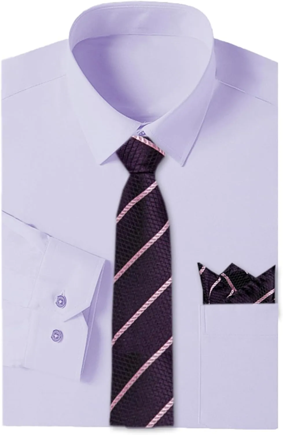 SANGTREE Mens Dress Shirt and Tie Set, Long Sleeve Button Down Shirt with Matching Tie and Handkerchief