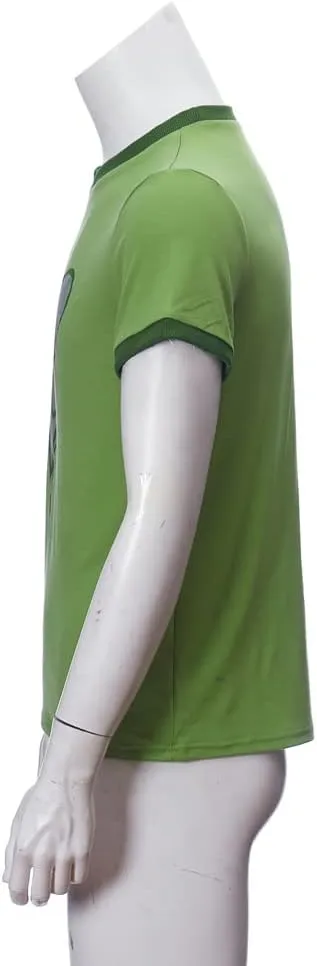 Scott Pilgrim Cosplay Costume Heart Ringer Shirt Green Printed T-Shirt Men Casual Short Sleeve Top