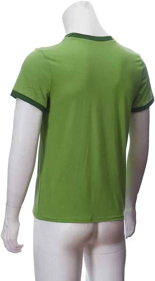 Scott Pilgrim Cosplay Costume Heart Ringer Shirt Green Printed T-Shirt Men Casual Short Sleeve Top
