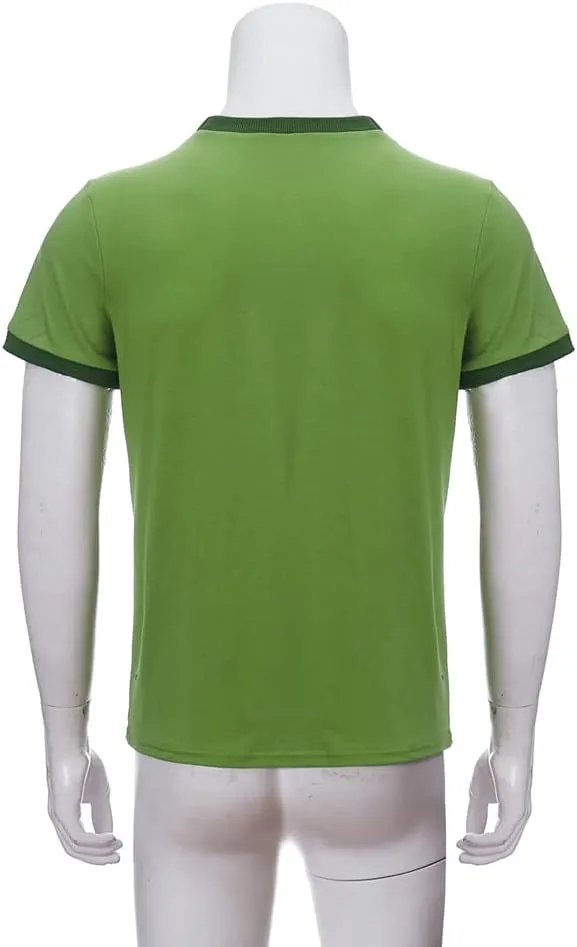 Scott Pilgrim Cosplay Costume Heart Ringer Shirt Green Printed T-Shirt Men Casual Short Sleeve Top