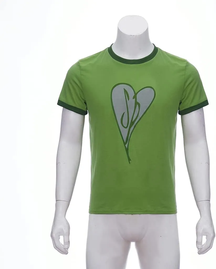 Scott Pilgrim Cosplay Costume Heart Ringer Shirt Green Printed T-Shirt Men Casual Short Sleeve Top