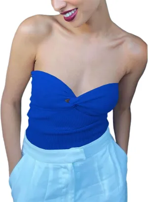 Sexy Strapless Crop Top for Womens Ribbed Knit Sleeveless Y2K Tube Summer Camisole Tank Top Vest Streewear