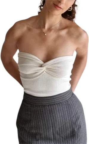 Sexy Strapless Crop Top for Womens Ribbed Knit Sleeveless Y2K Tube Summer Camisole Tank Top Vest Streewear