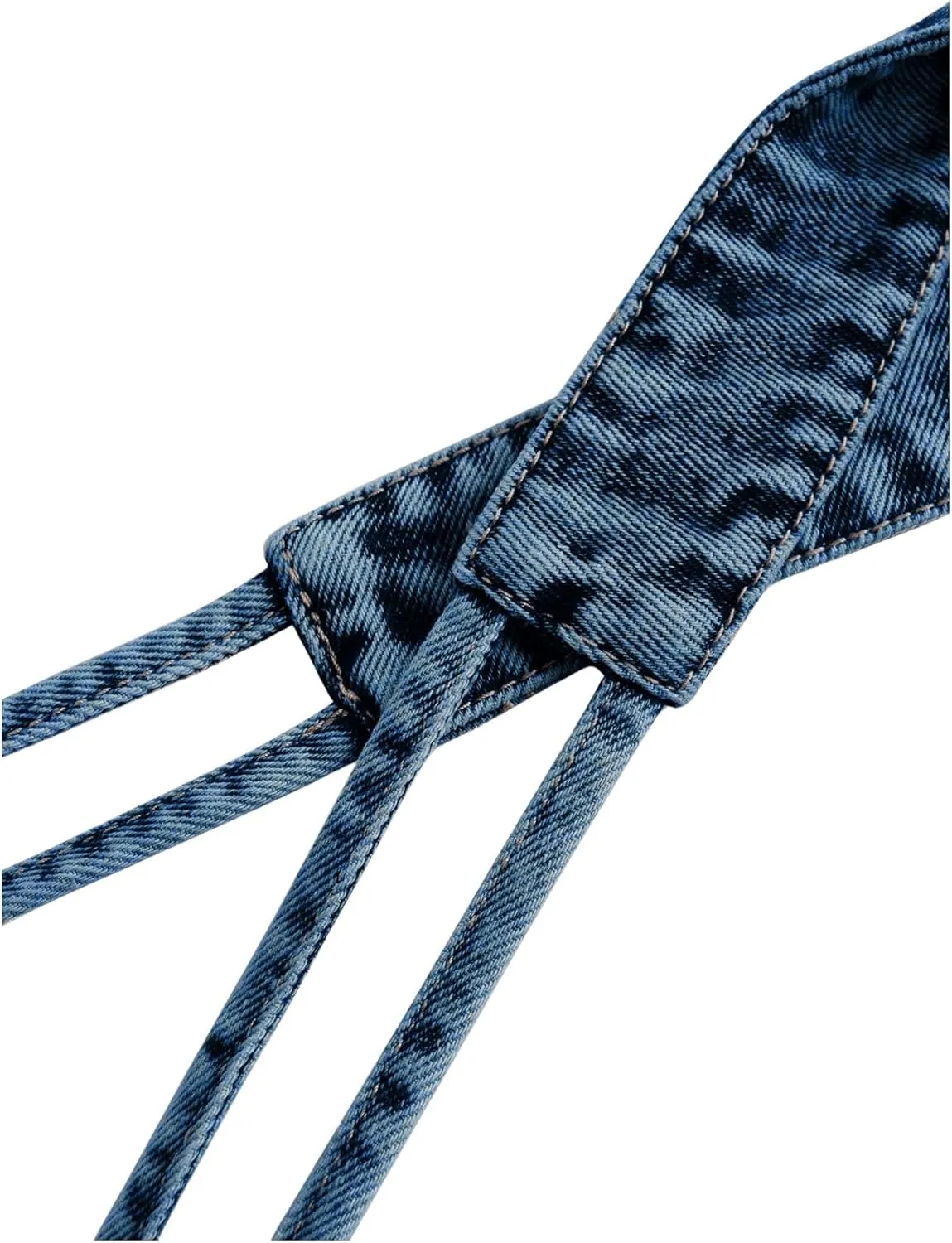 SHENHE Women's Denim Halter Top Tie Backless Triangle V Neck Sexy Jean Crop Top Country Western Bustier