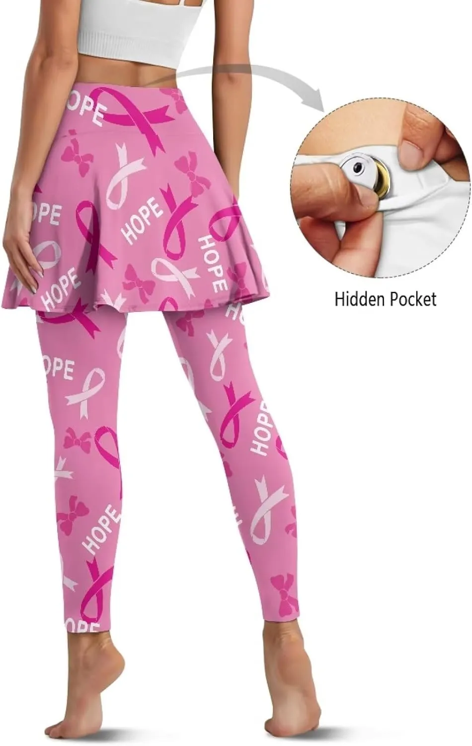 Skirted Leggings for Women with Pockets Tummy Control High Waist Workout Yoga Pants