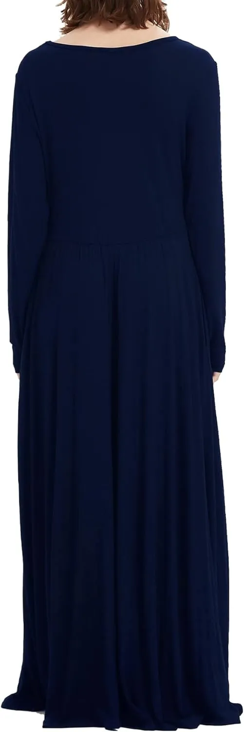 Smallshow Women's Long Sleeve Maxi Nursing Dress Maternity Breastfeeding Clothes
