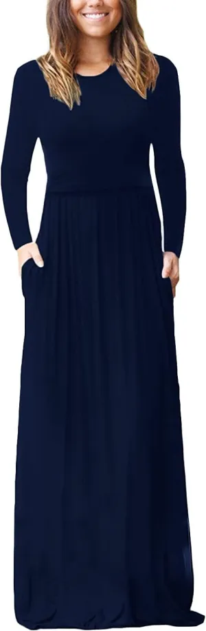 Smallshow Women's Long Sleeve Maxi Nursing Dress Maternity Breastfeeding Clothes
