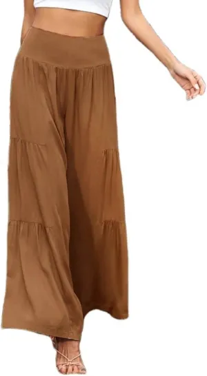 Smoneyful Womens High Waisted Cotton Linen Pant Casual Loose Trendy Trouser Flowy Wide Leg Palazzo Comfy Stretchy Lounge Pant