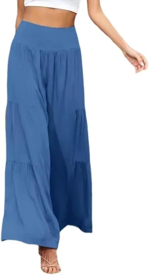 Smoneyful Womens High Waisted Cotton Linen Pant Casual Loose Trendy Trouser Flowy Wide Leg Palazzo Comfy Stretchy Lounge Pant