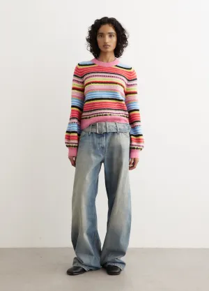 Soft Wool Stripe O-Neck Sweater