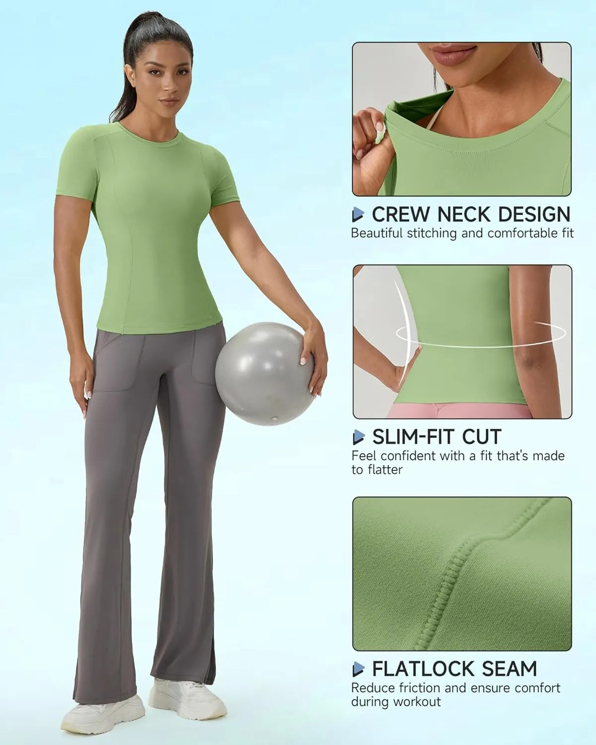 SPVISE Women's Short Sleeve Compression Shirt Workout Tops Cool Dry Running Gym Yoga Shirts Fitted Basic T-Shirt Crewneck