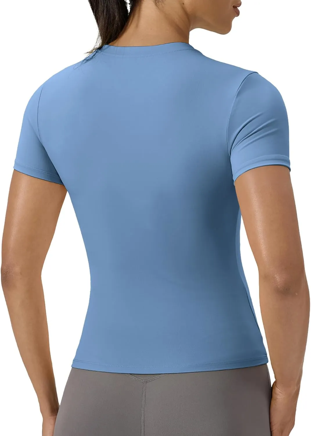 SPVISE Women's Short Sleeve Compression Shirt Workout Tops Cool Dry Running Gym Yoga Shirts Fitted Basic T-Shirt Crewneck