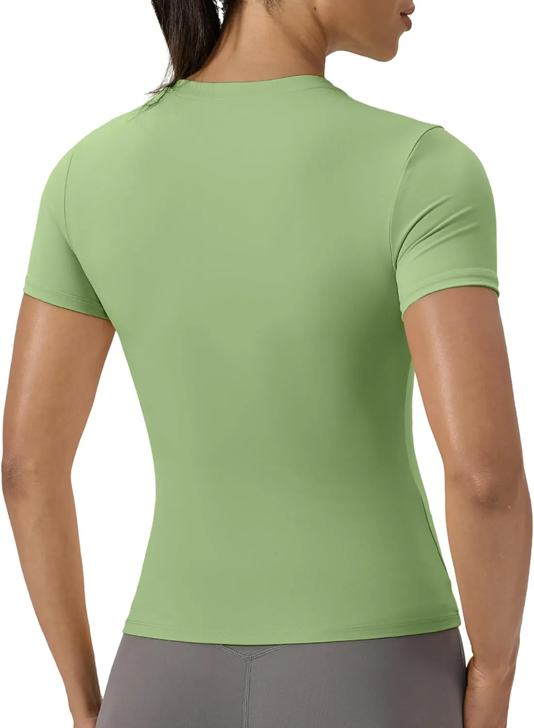 SPVISE Women's Short Sleeve Compression Shirt Workout Tops Cool Dry Running Gym Yoga Shirts Fitted Basic T-Shirt Crewneck