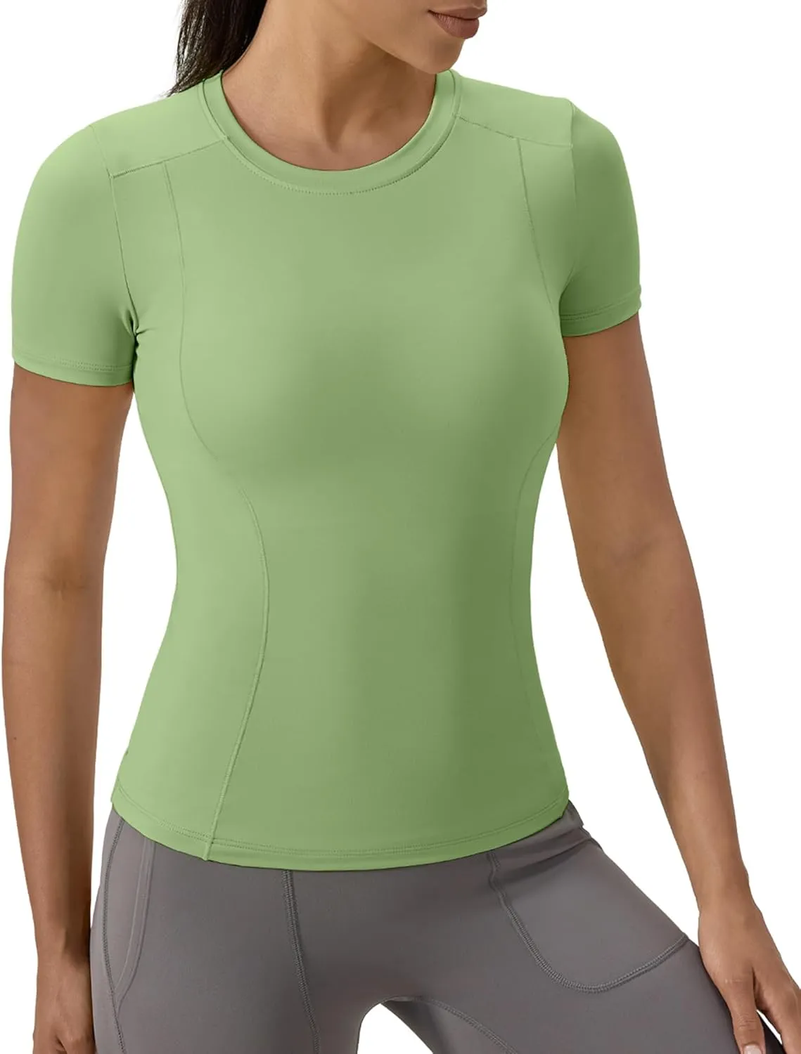 SPVISE Women's Short Sleeve Compression Shirt Workout Tops Cool Dry Running Gym Yoga Shirts Fitted Basic T-Shirt Crewneck