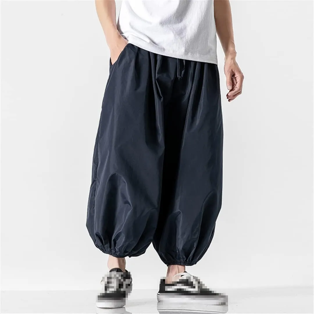 Streetwear Harem Pants Men Solid Color Casual Jogger Pants Harajuku Style Men's Trousers