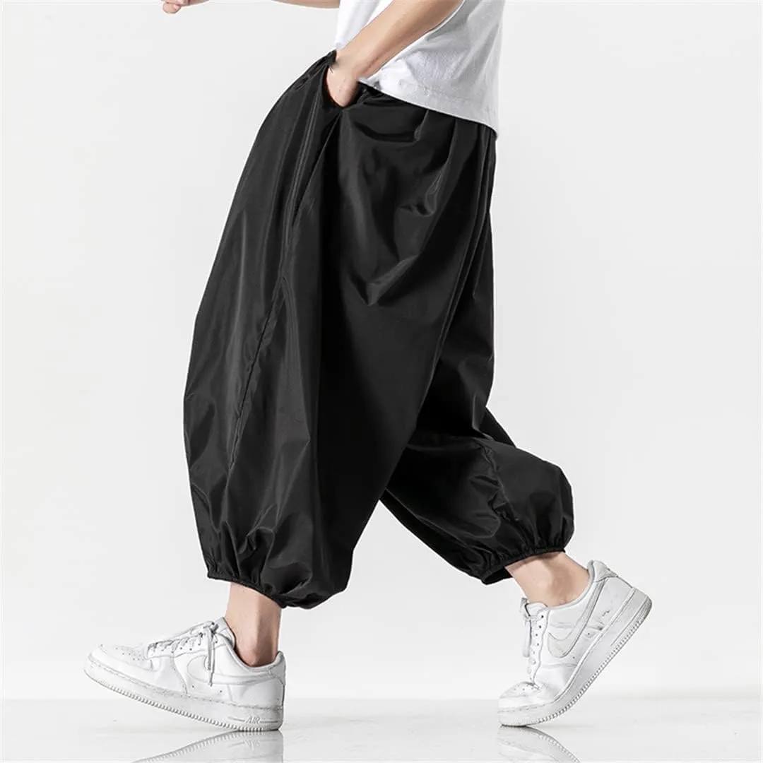 Streetwear Harem Pants Men Solid Color Casual Jogger Pants Harajuku Style Men's Trousers