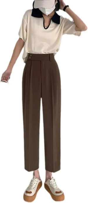 Suits Women Pants 2 Button Spring Casual Loose Straight Harem Pants Chic Vintage Solid Pants