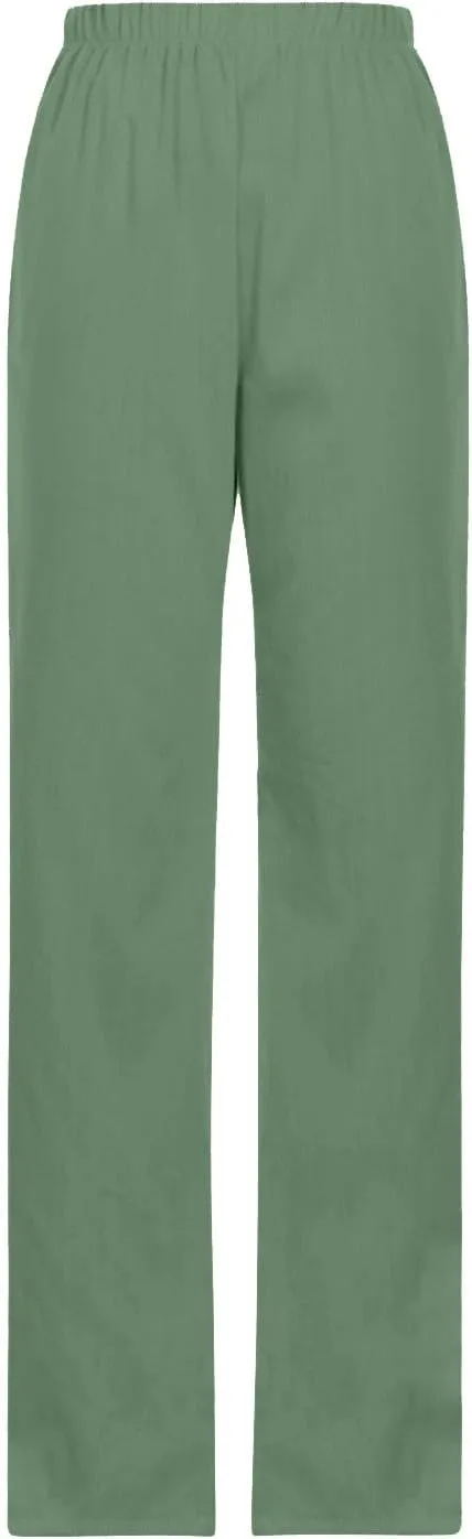 Summer Pants for Women 2024 Cotton Linen Floral Printed Pants Casual Elastic Waist Crop Trousers with Pockets
