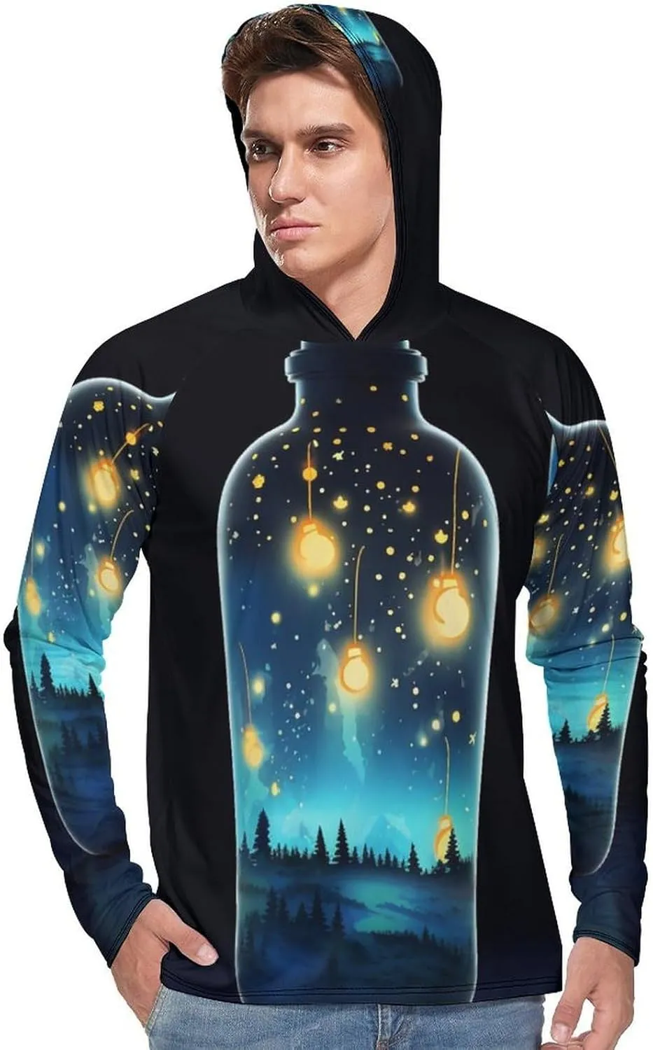 Sun Protection Shirt Long Sleeve Hoodie Beautiful Bottle Lightweight Rash Guard Quick Dry Sun Shirt for Outdoor