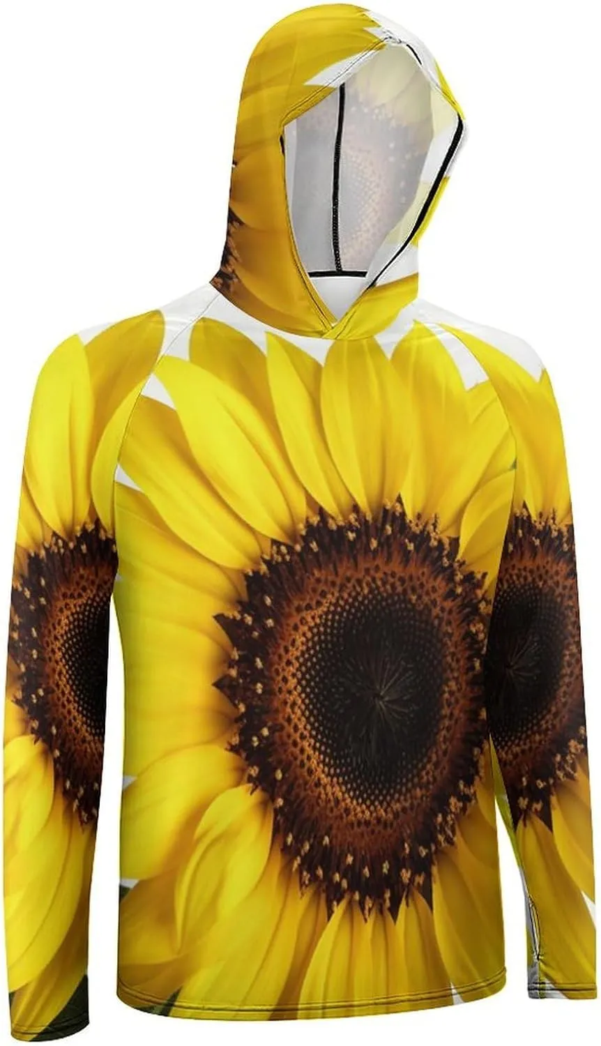 Sun Protection Shirt Long Sleeve Hoodie Flower Sunflower Lightweight Rash Guard Quick Dry Sun Shirt for Outdoor