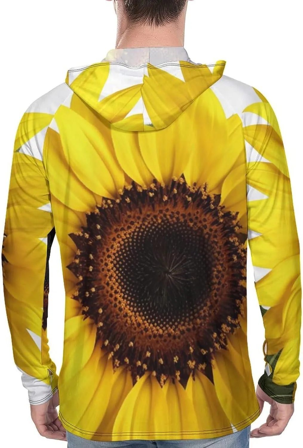 Sun Protection Shirt Long Sleeve Hoodie Flower Sunflower Lightweight Rash Guard Quick Dry Sun Shirt for Outdoor