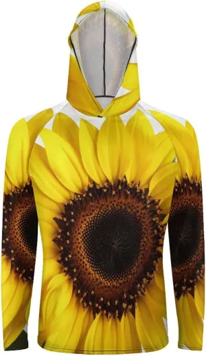 Sun Protection Shirt Long Sleeve Hoodie Flower Sunflower Lightweight Rash Guard Quick Dry Sun Shirt for Outdoor