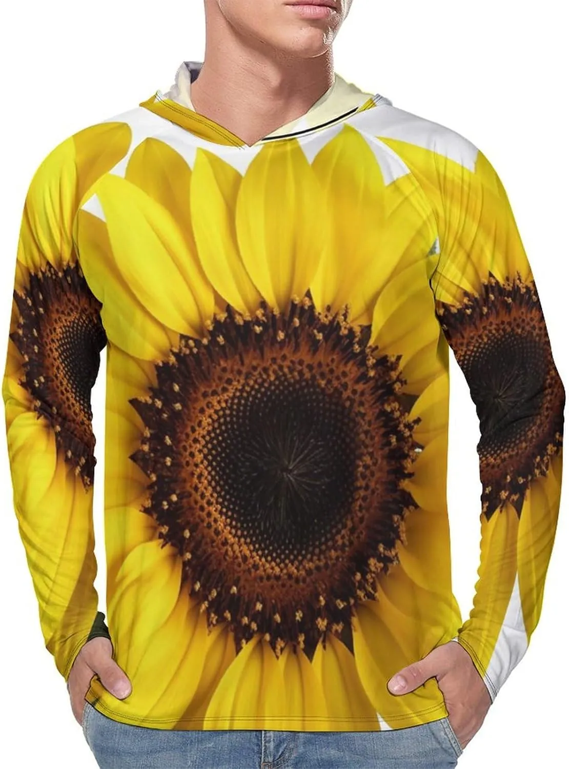 Sun Protection Shirt Long Sleeve Hoodie Flower Sunflower Lightweight Rash Guard Quick Dry Sun Shirt for Outdoor