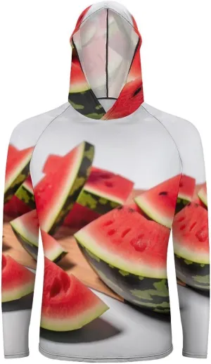 Sun Protection Shirt Long Sleeve Hoodie Slices of Watermelon Lightweight Rash Guard Quick Dry Sun Shirt for Outdoor