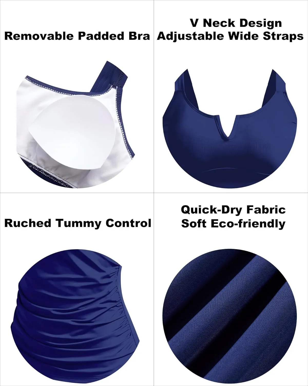 Tankini Tops for Women Swimwear Top Only Tummy Control Bathing Suit Top No Bottom (Available in Plus)